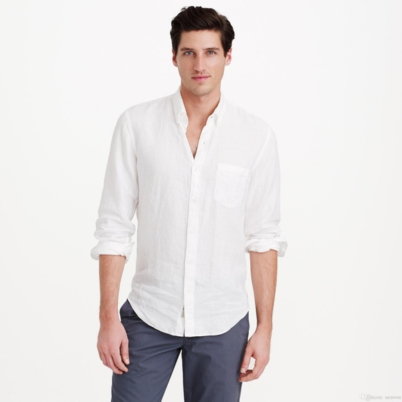 J. Crew Other - J. Crew white Irish linen slim cut collar shirt M